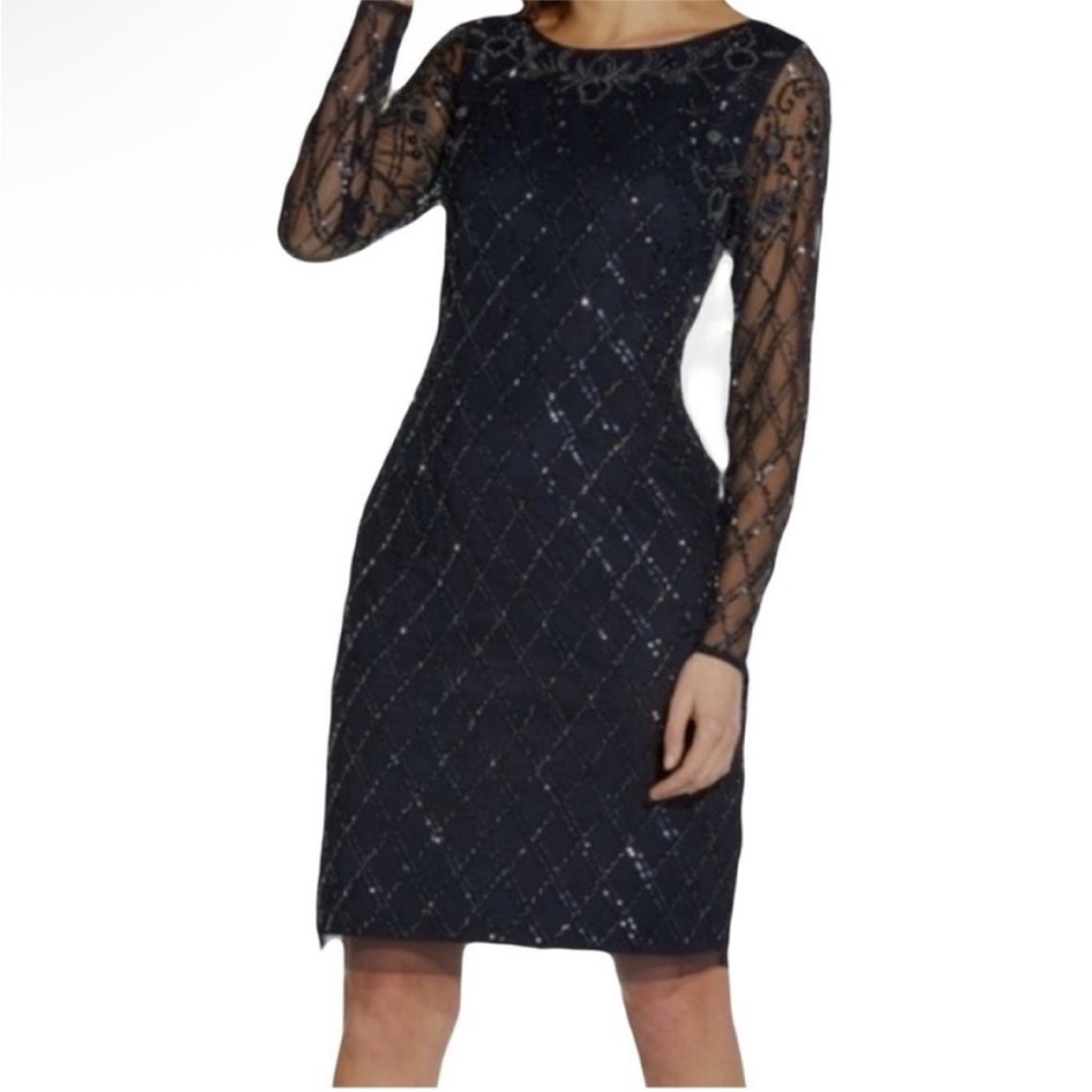 Adrianna Papell Midnight LS Sequin Dress